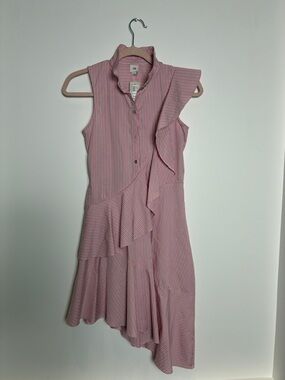 River Island Pink and White Striped Ruffle Dress